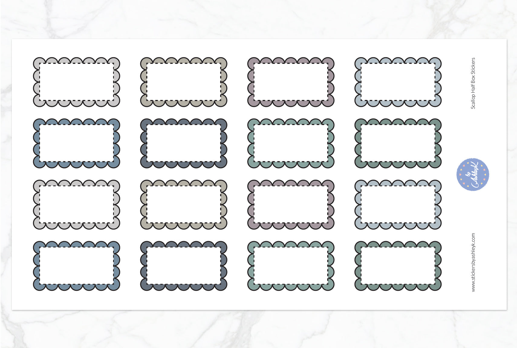 Scallop Half Box Stickers - Modern Neutral