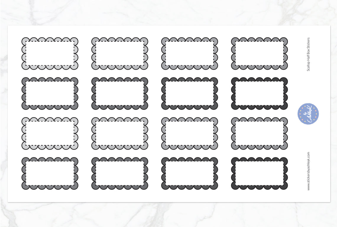 Scallop Half Box Stickers - Monochrome