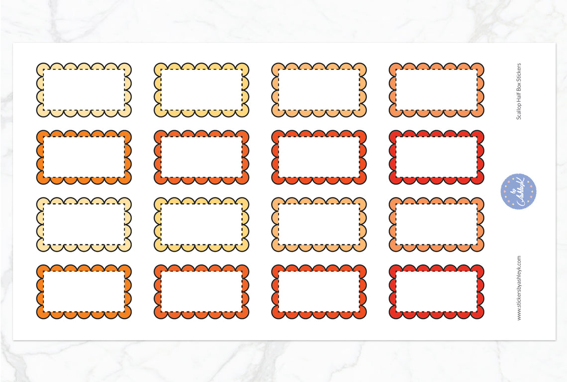 Scallop Half Box Stickers - Orange
