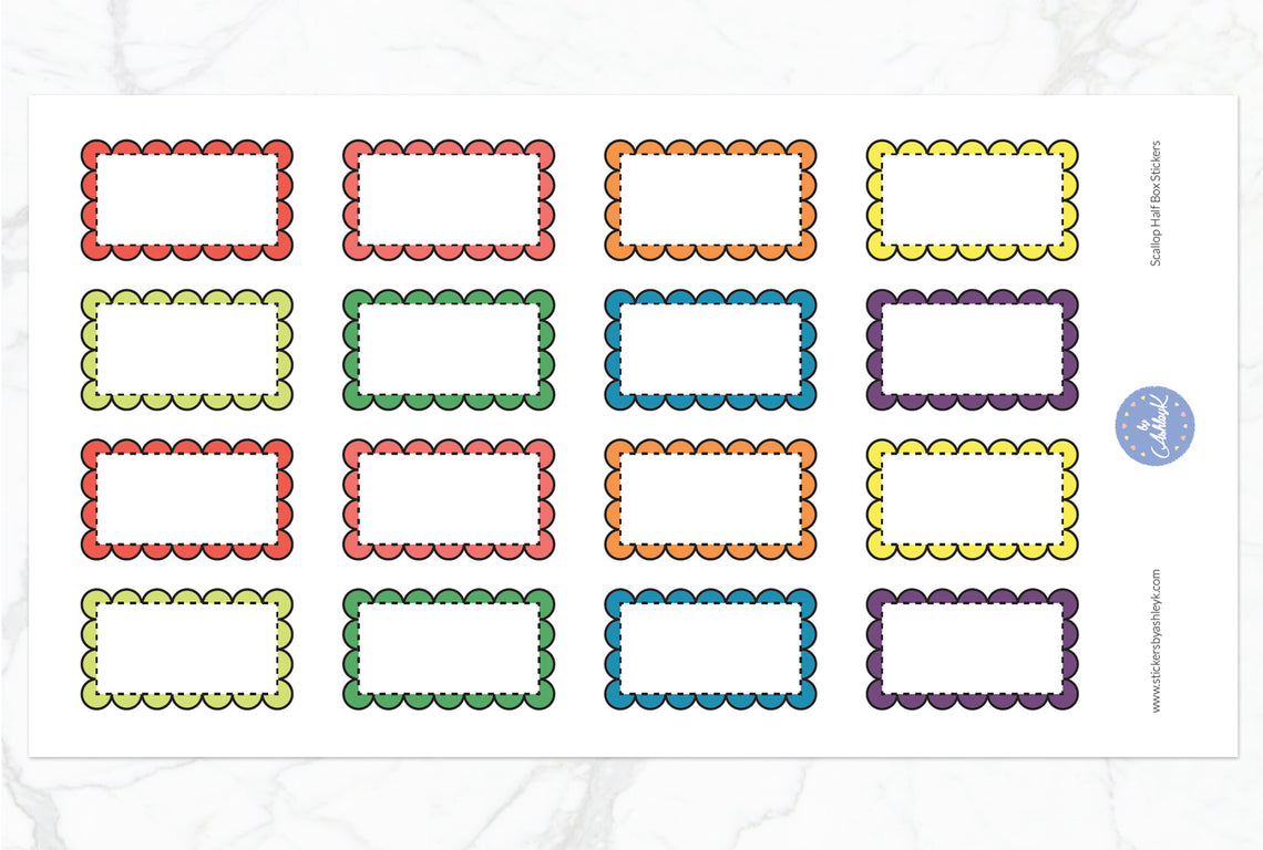 Scallop Half Box Stickers - Pastel Rainbow