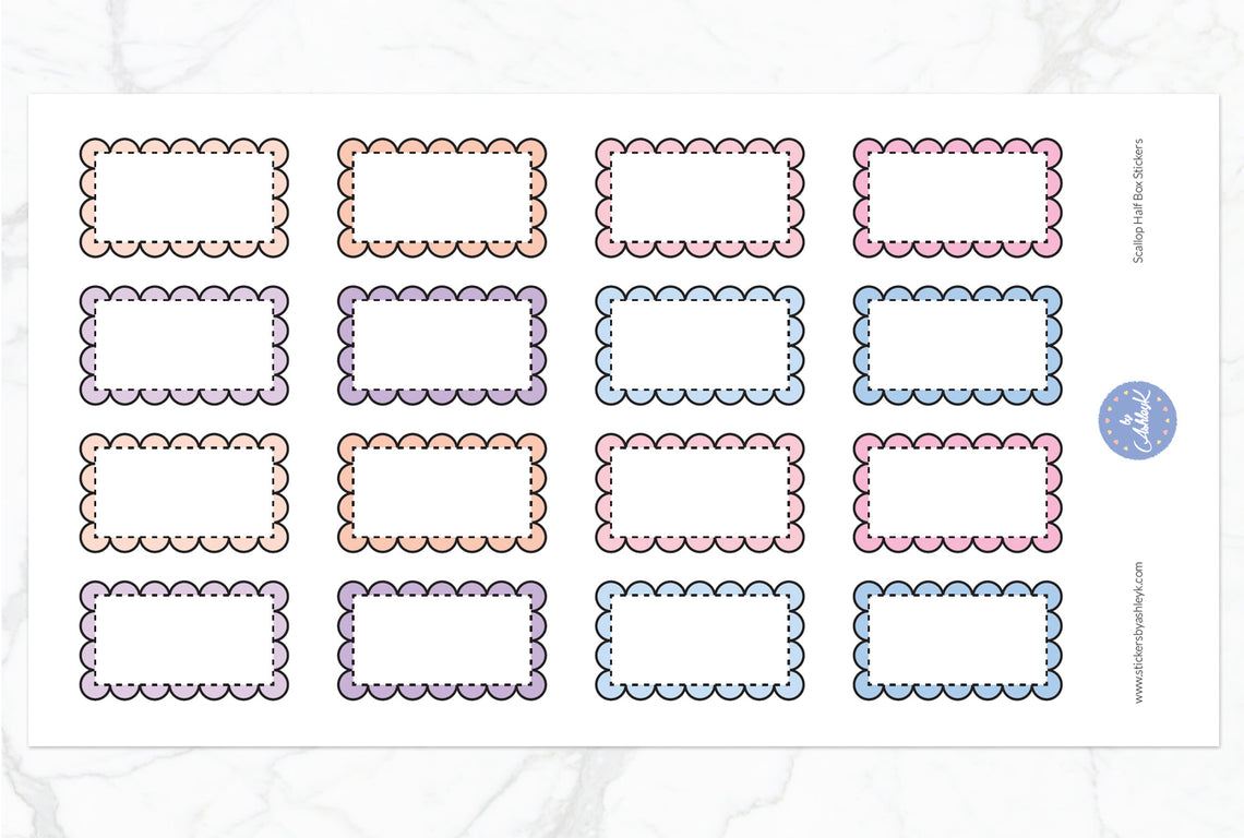 Scallop Half Box Stickers - Pastel Sunset