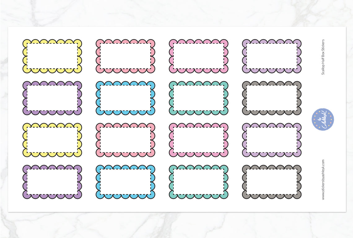 Scallop Half Box Stickers - Pastel