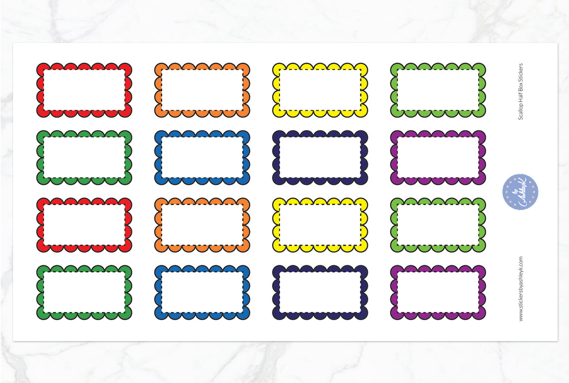 Scallop Half Box Stickers - Rainbow