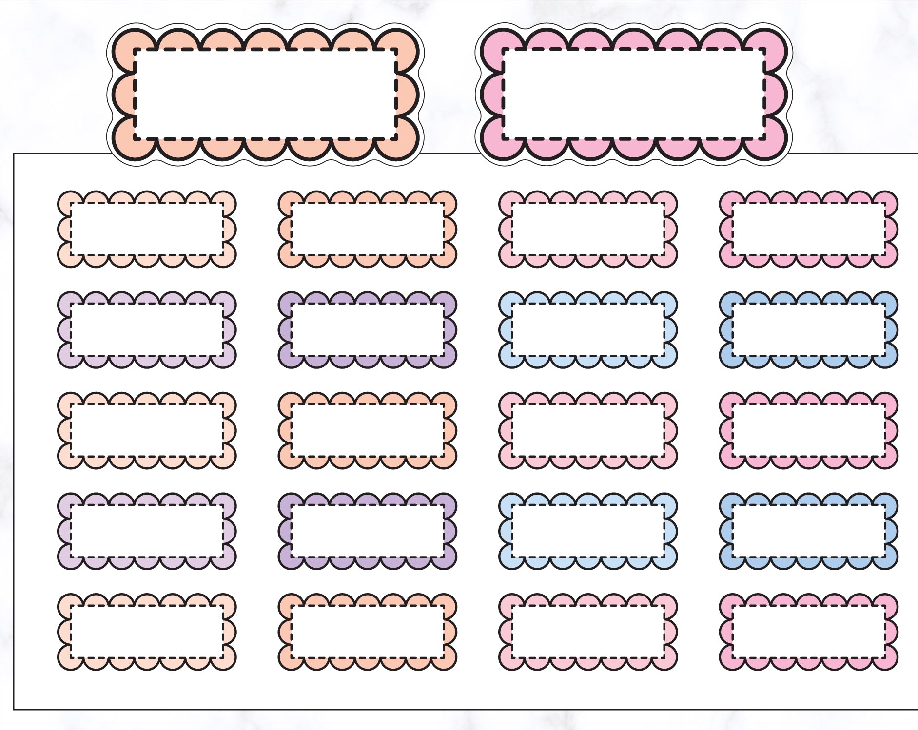 Scallop Quarter Box Stickers