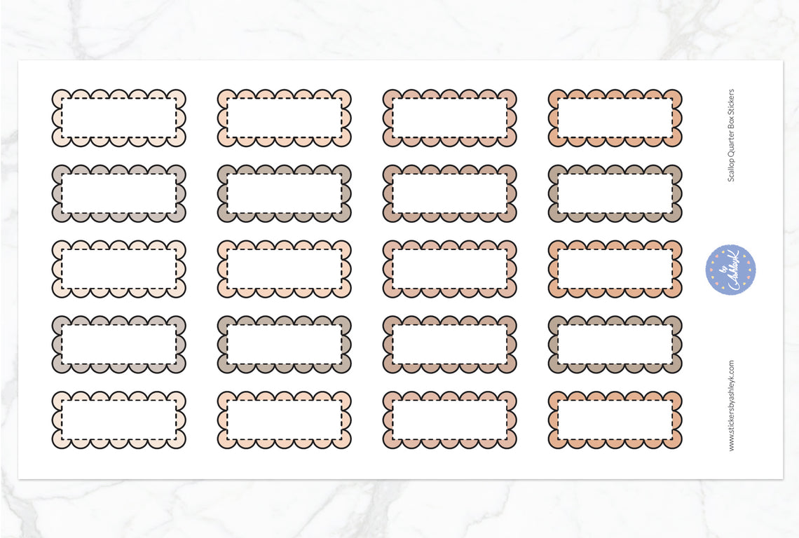 Scallop Quarter Box Stickers - Beige Neutral