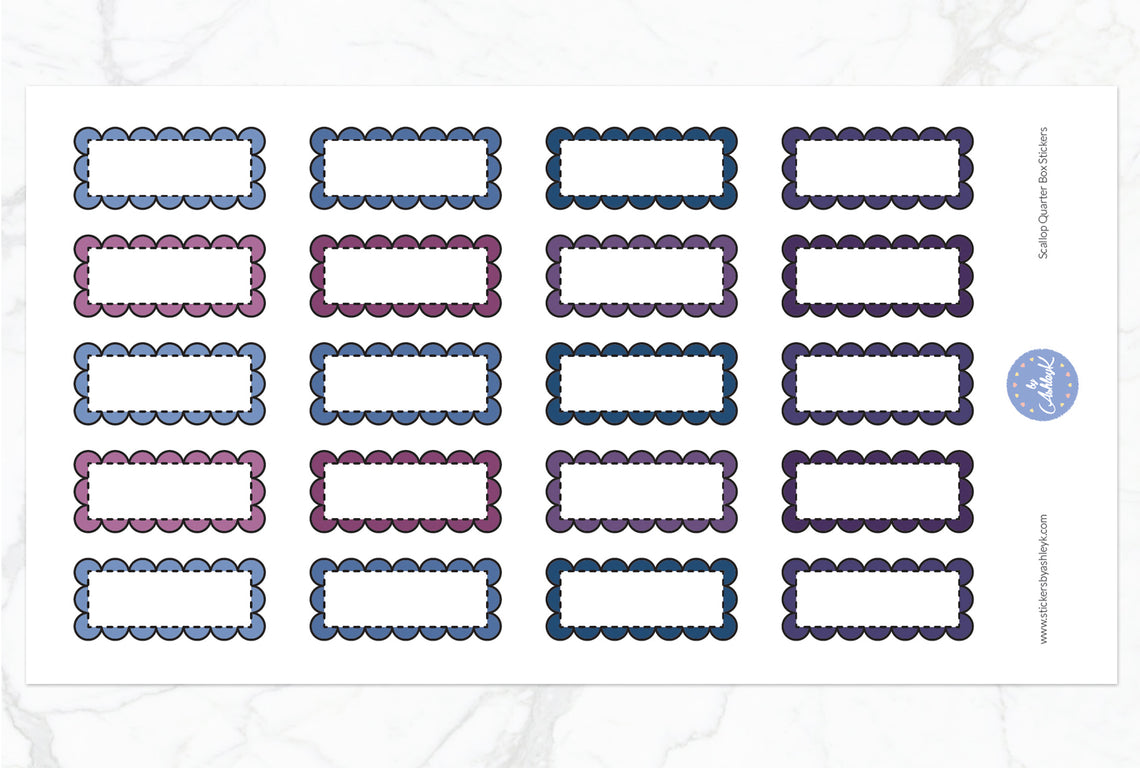 Scallop Quarter Box Stickers - Blueberry