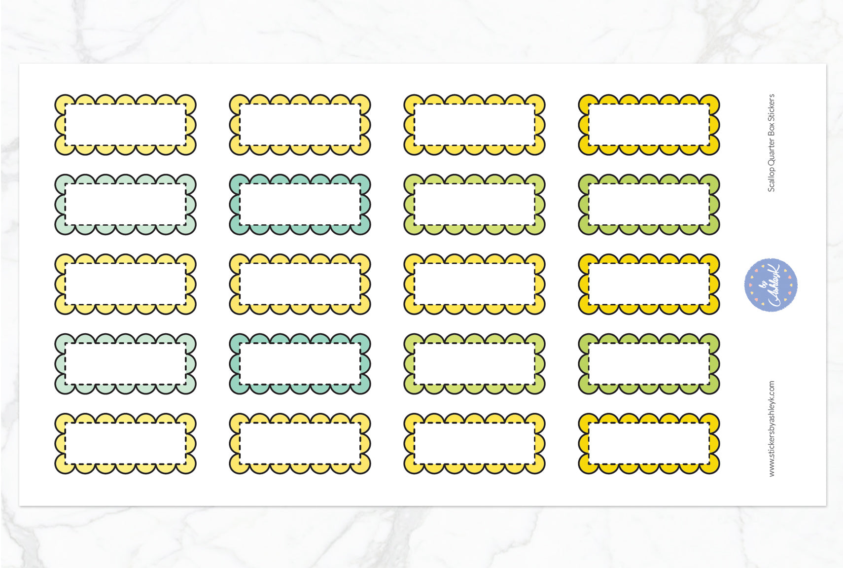 Scallop Quarter Box Stickers - Lemon&Lime