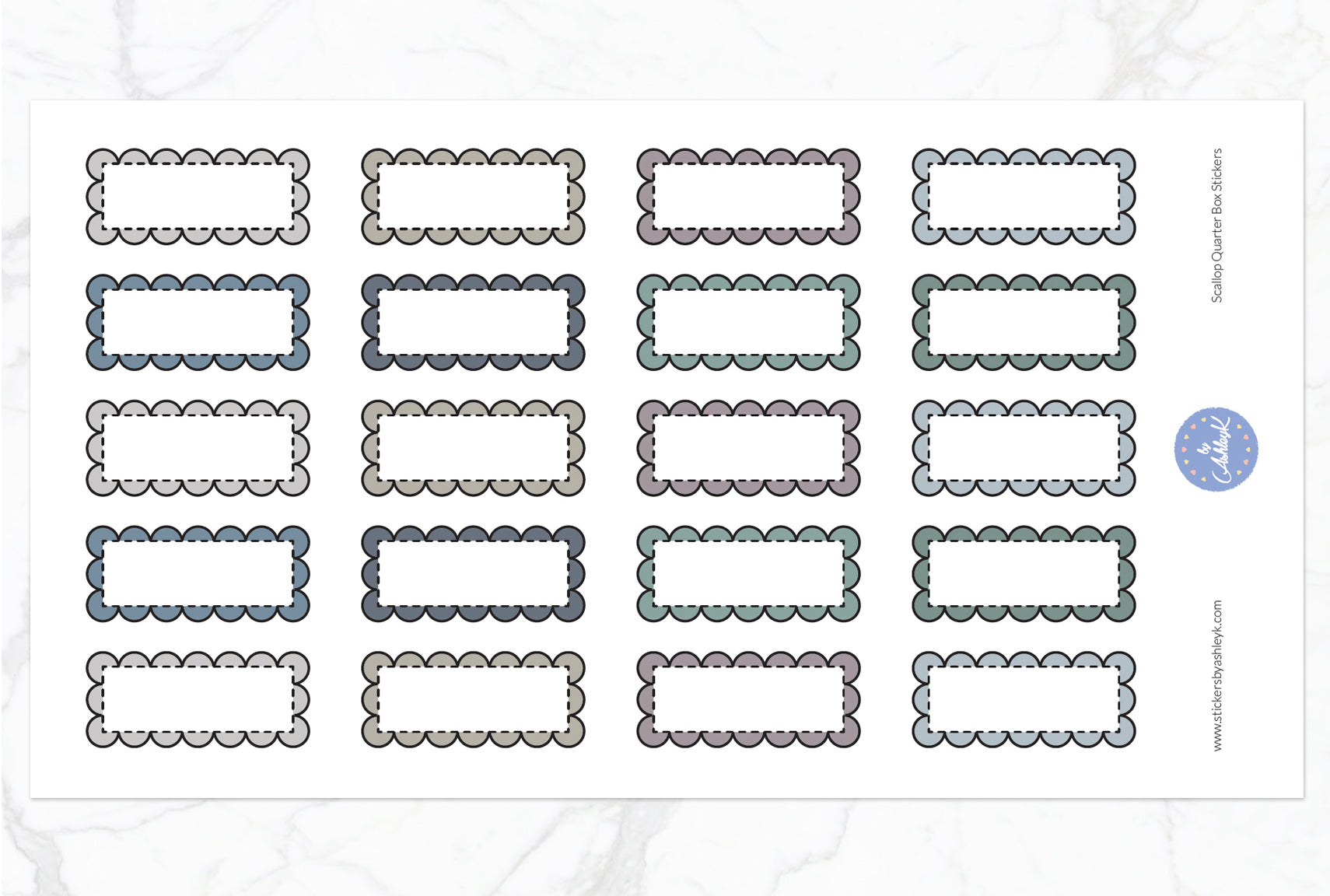 Scallop Quarter Box Stickers - Modern Neutral