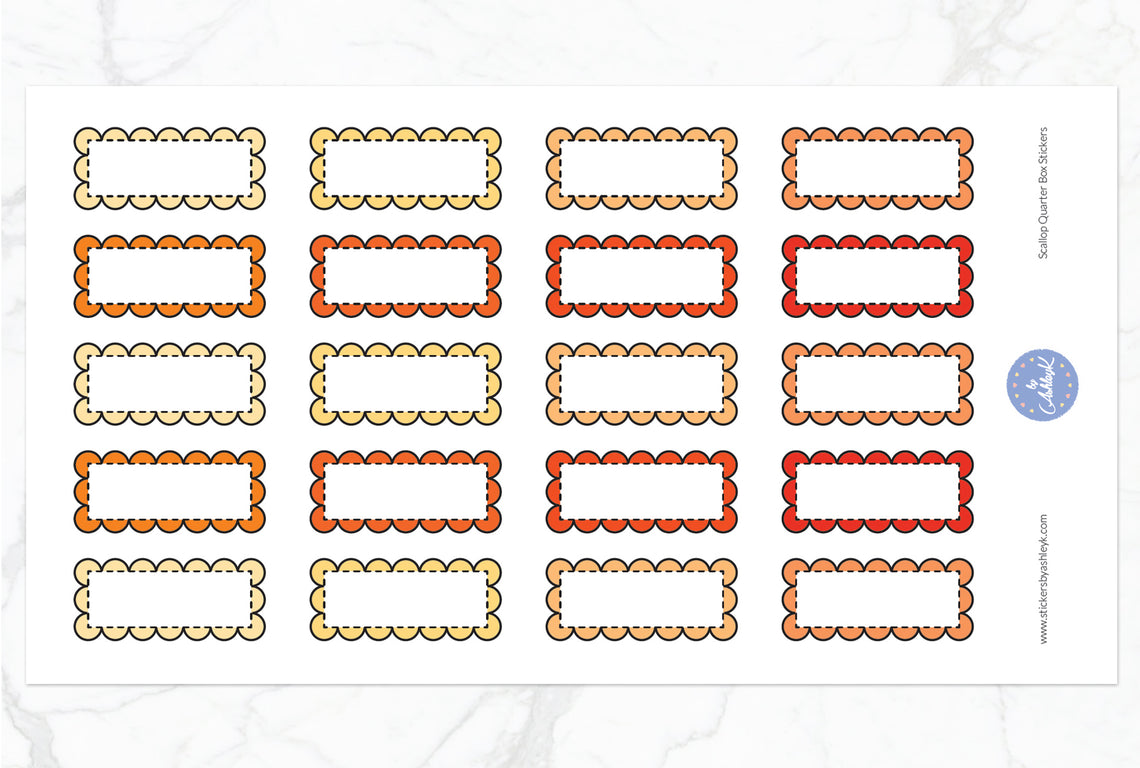 Scallop Quarter Box Stickers - Orange