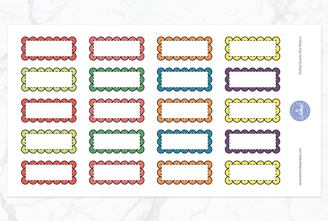 Scallop Quarter Box Stickers - Pastel Rainbow