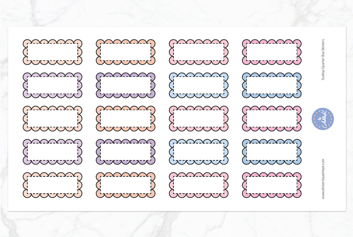 Scallop Quarter Box Stickers - Pastel Sunset