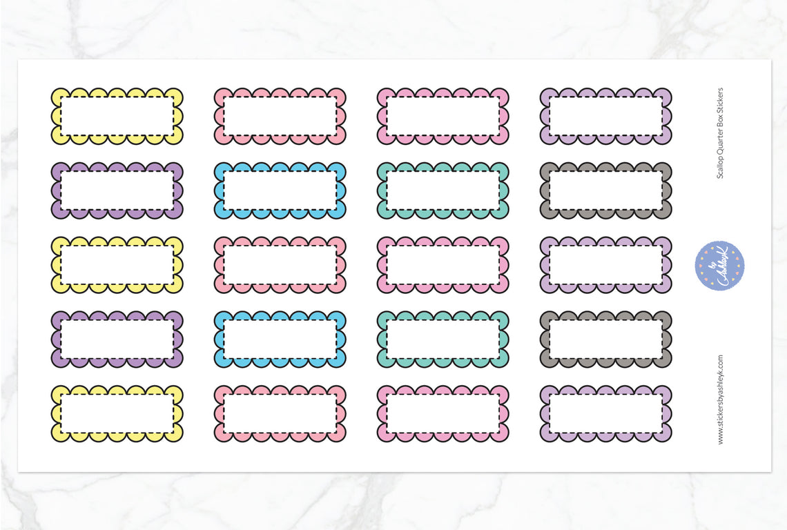Scallop Quarter Box Stickers - Pastel