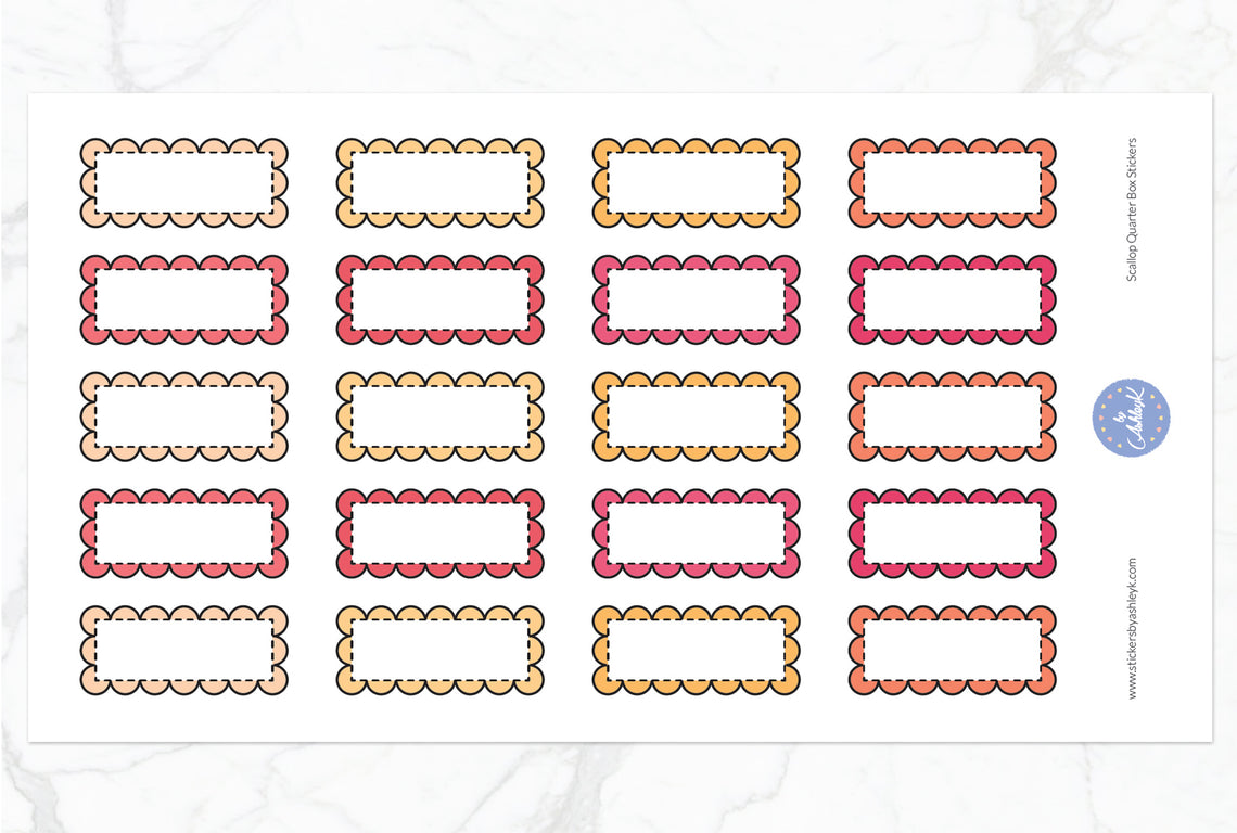Scallop Quarter Box Stickers - Peach