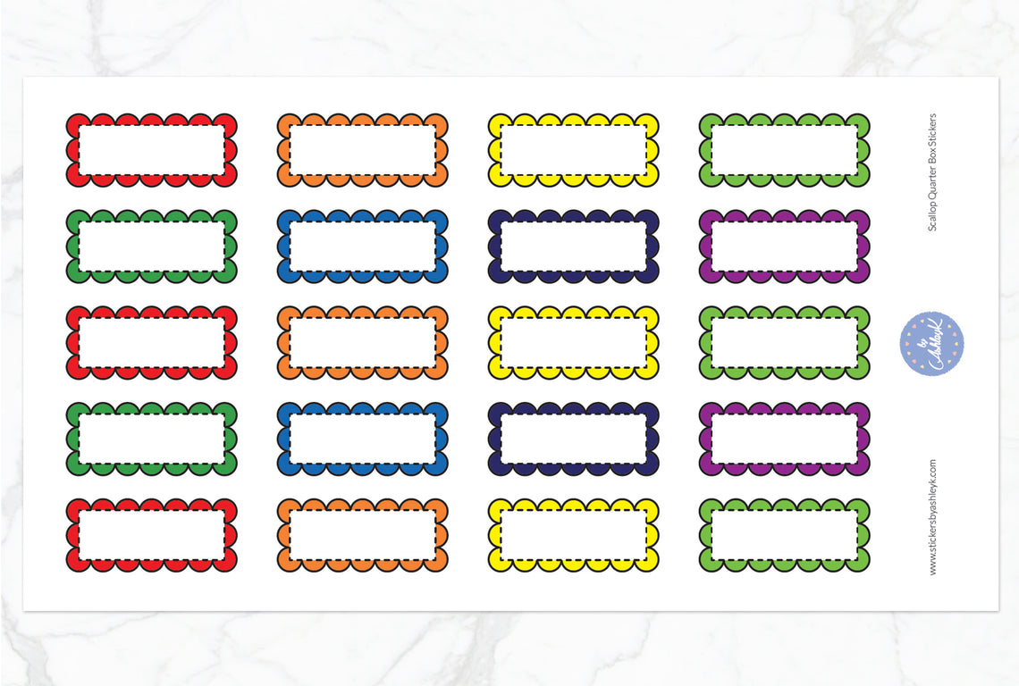 Scallop Quarter Box Stickers - Rainbow