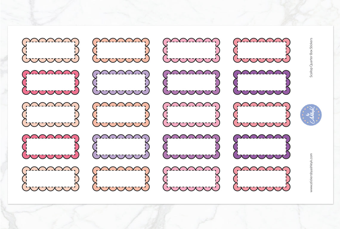 Scallop Quarter Box Stickers - Raspberry