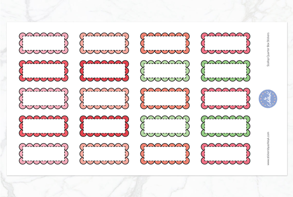 Scallop Quarter Box Stickers - Strawberry