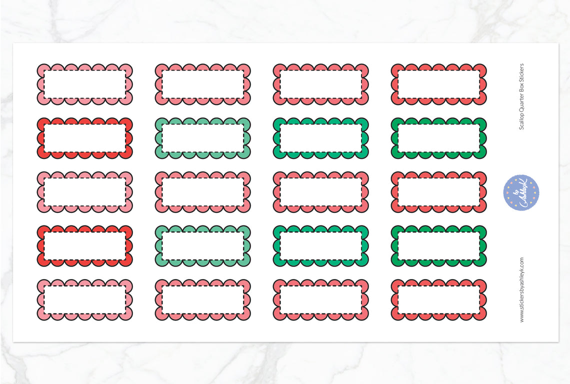 Scallop Quarter Box Stickers - Watermelon
