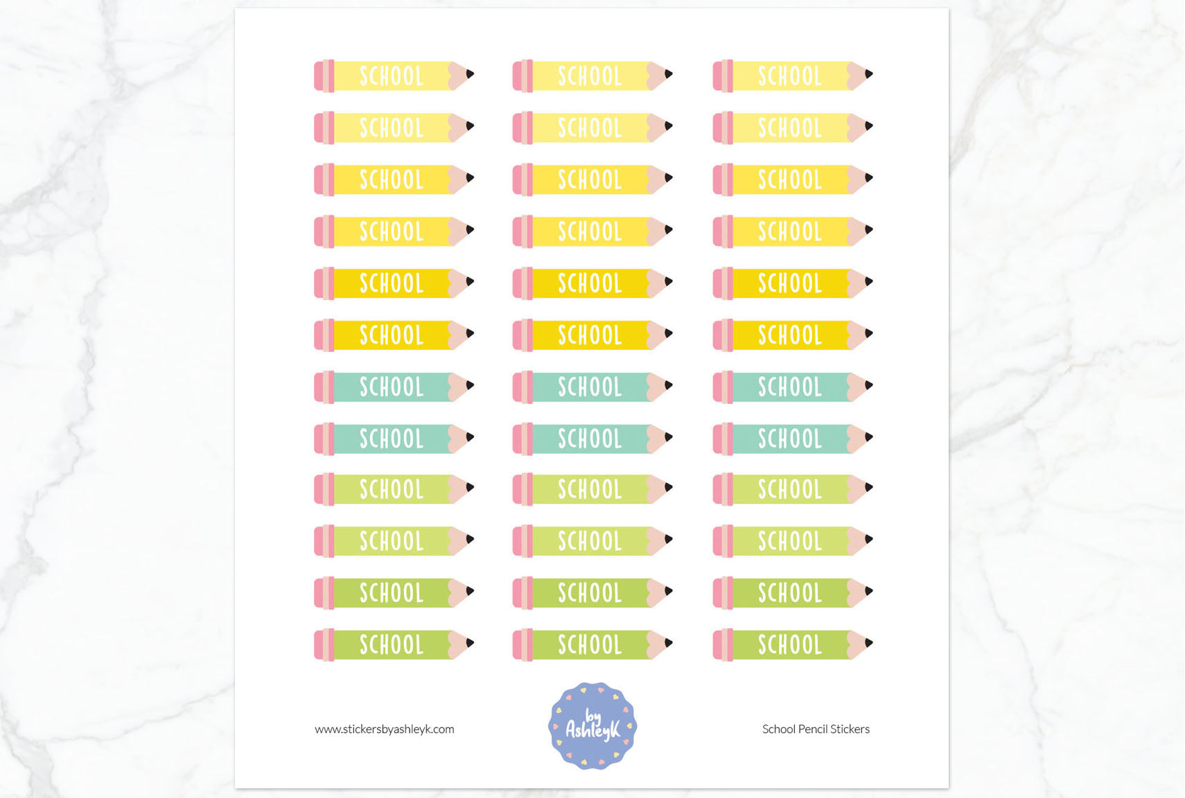 School Pencil Planner Stickers - Lemon&Lime