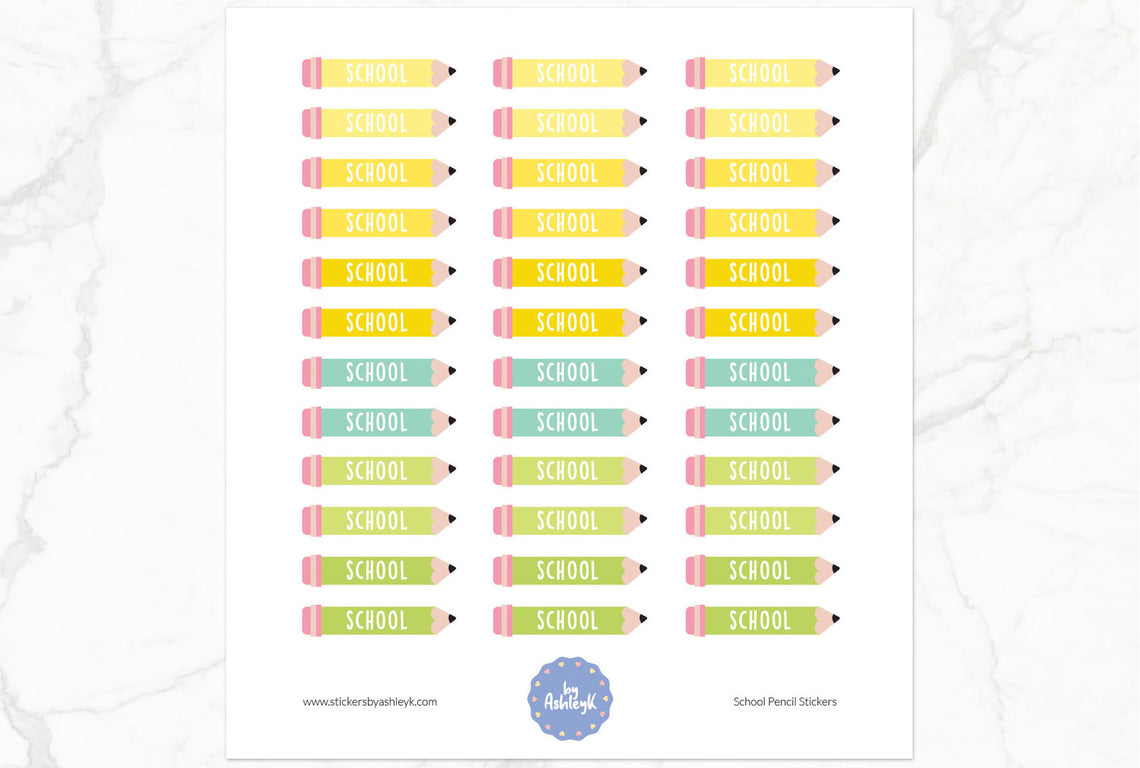 School Pencil Planner Stickers - Lemon&Lime
