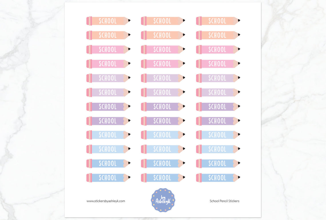 School Pencil Planner Stickers - Pastel Sunset