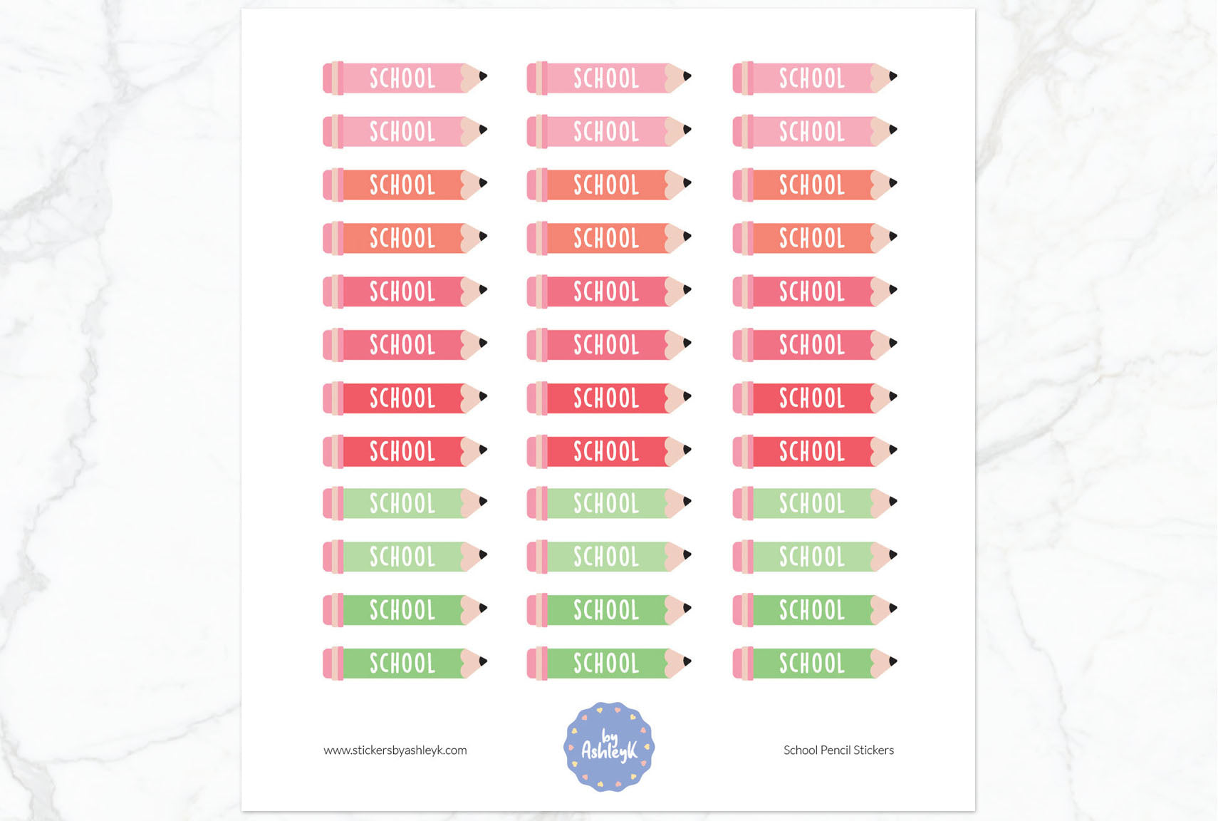 School Pencil Planner Stickers - Strawberry