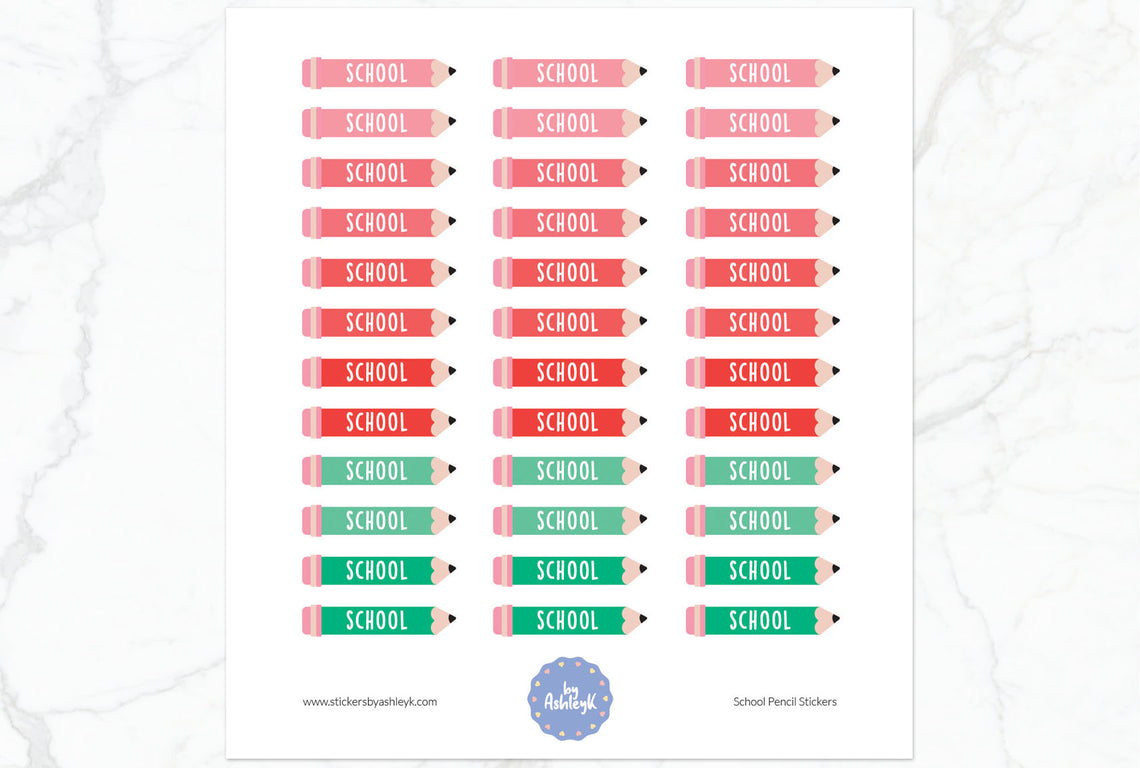 School Pencil Planner Stickers - Watermelon