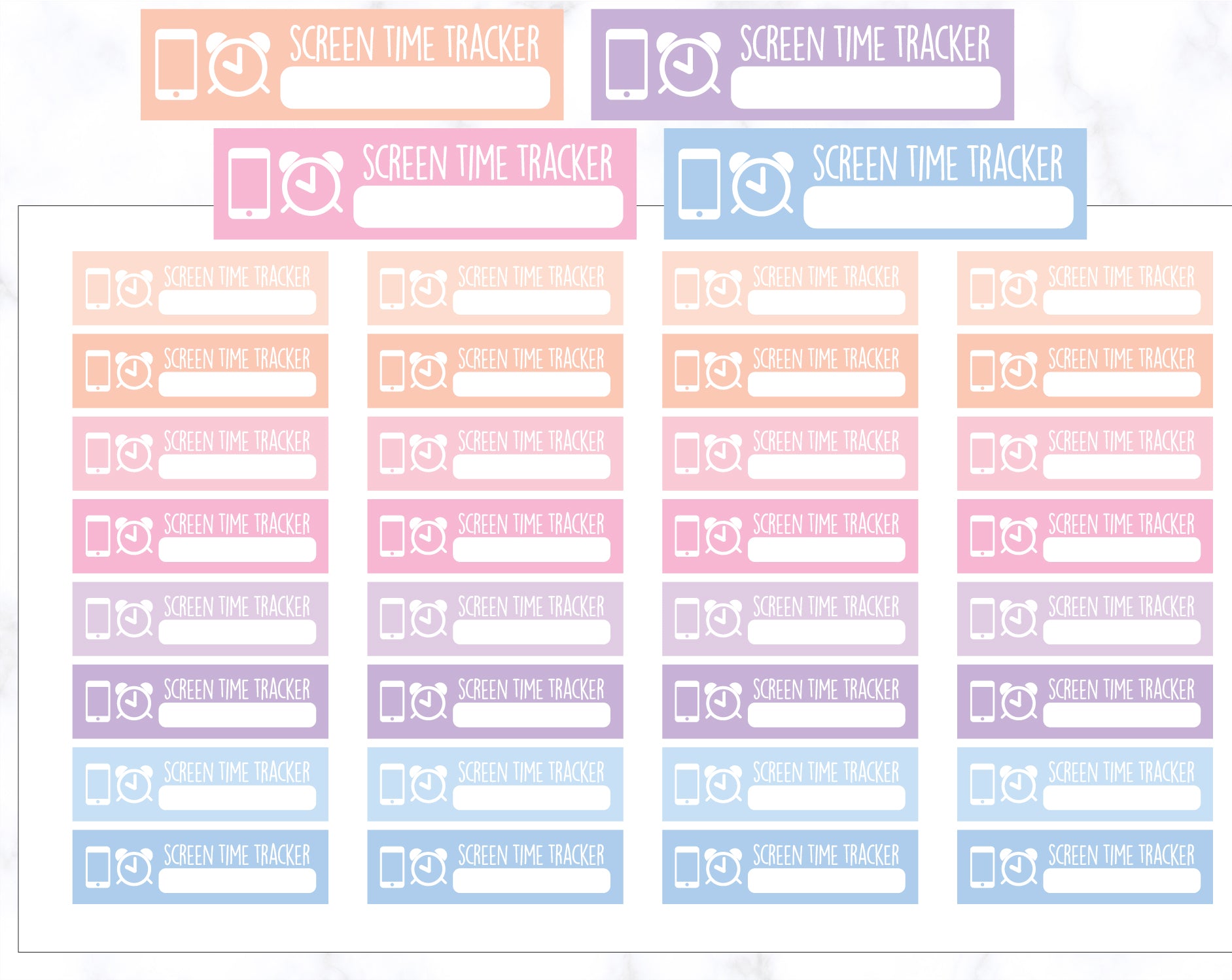 Screen Time Tracker Planner Stickers