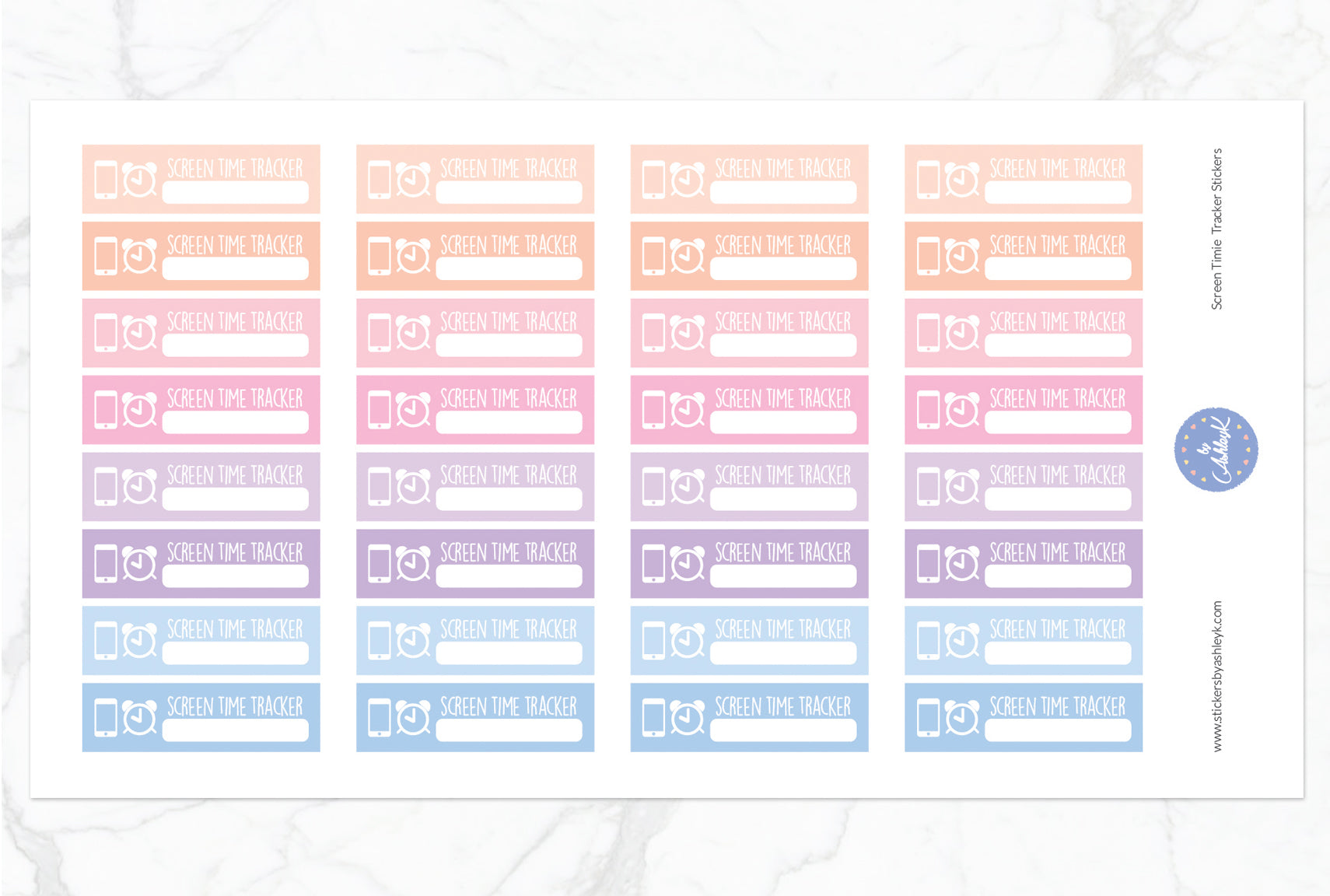 Screen Time Tracker Planner Stickers - Pastel Sunset
