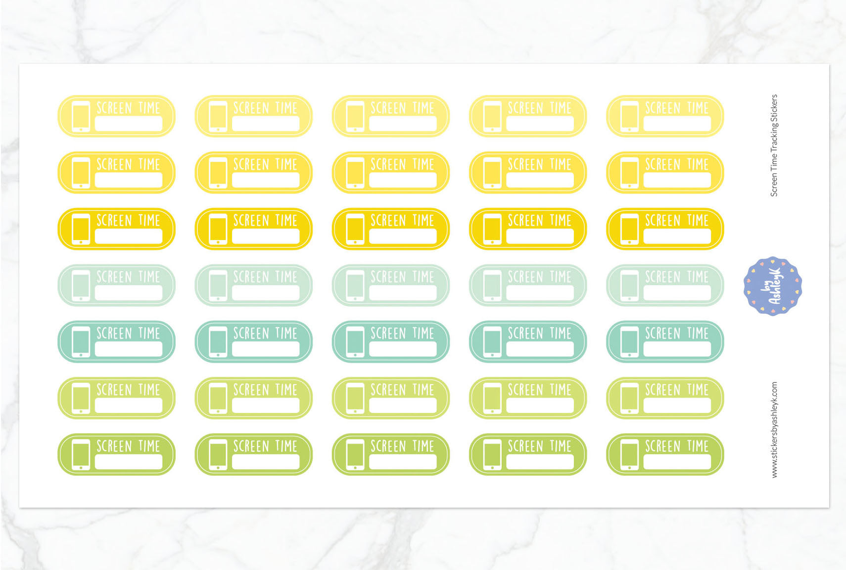 Screen Time Tracking Planner Stickers - Lemon&Lime