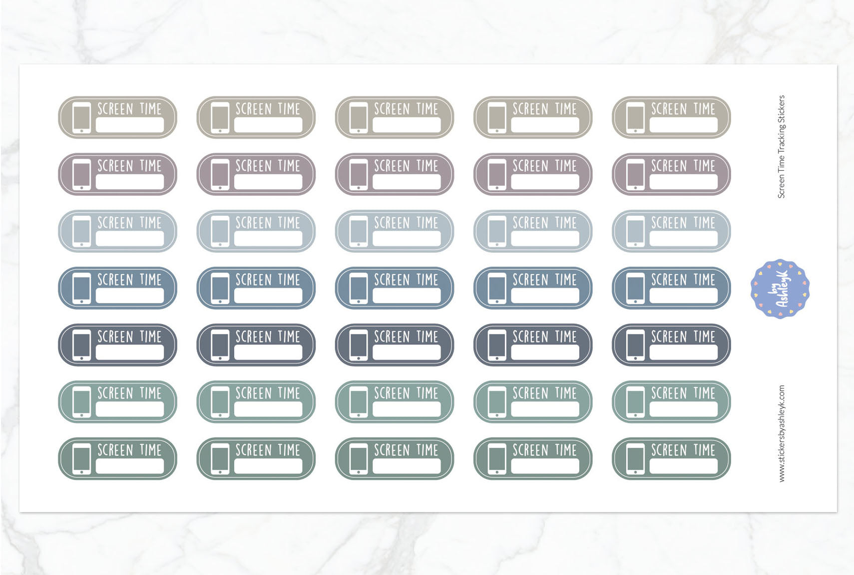 Screen Time Tracking Planner Stickers - Modern Neutral