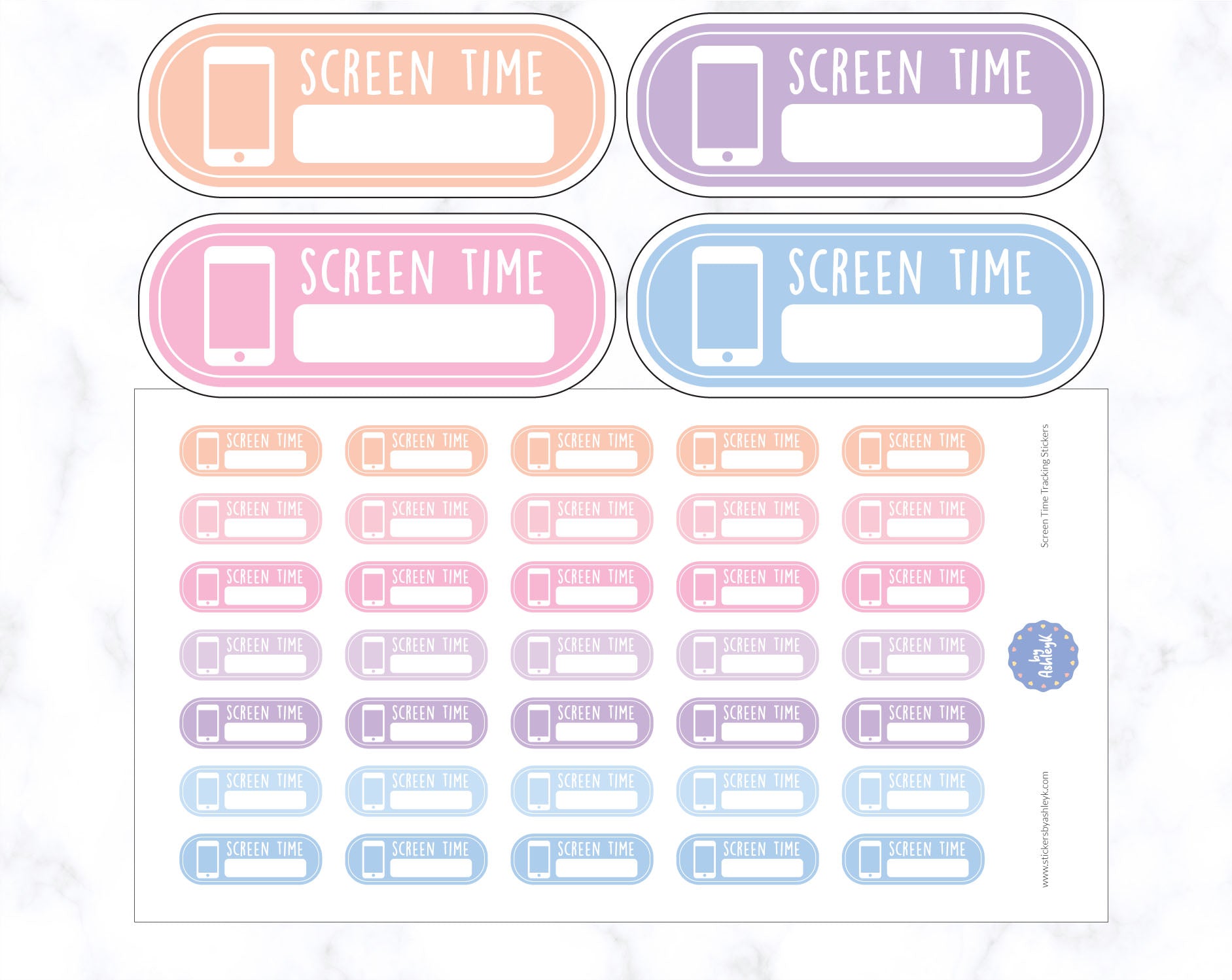 Screen Time Tracking Planner Stickers