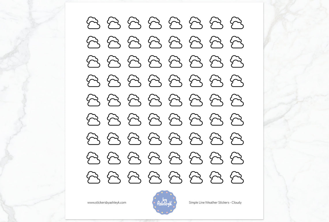 Cloudy Simple Line Weather Planner Stickers