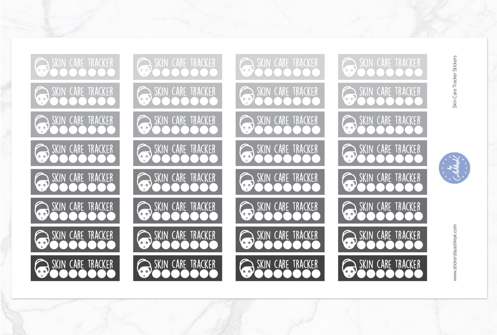 Skin Care Tracker Stickers - Monochrome