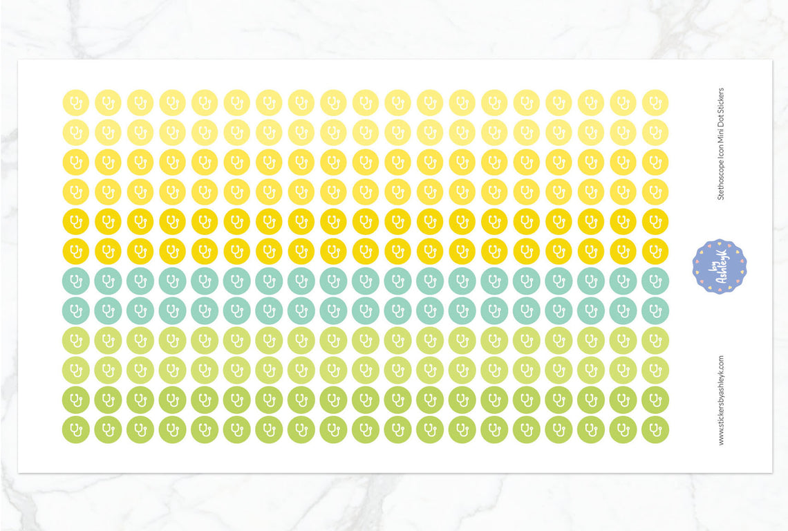 Stethoscope Icon Mini Dot Planner Stickers - Lemon&Lime