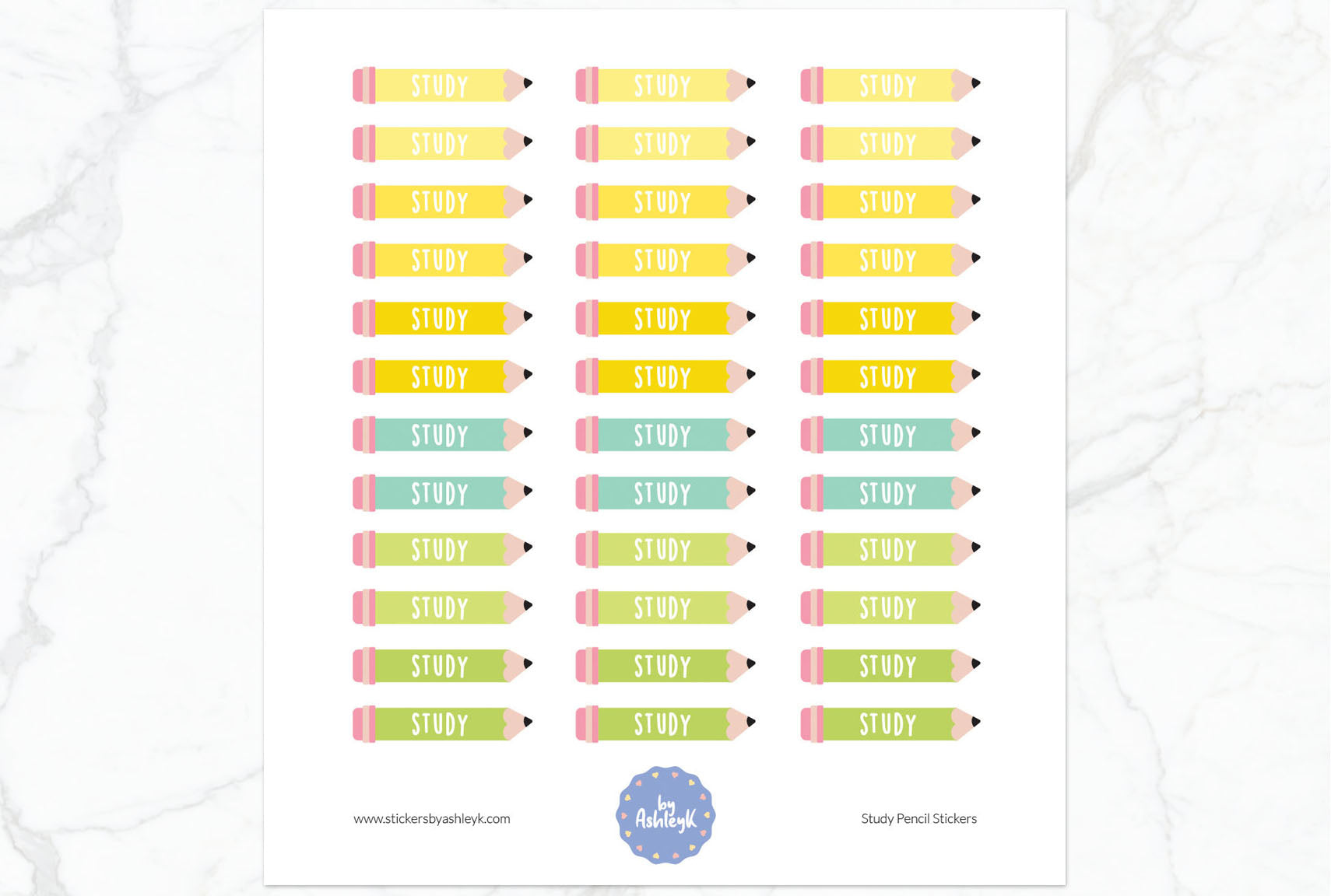 Study Pencil Planner Stickers - Lemon&Lime