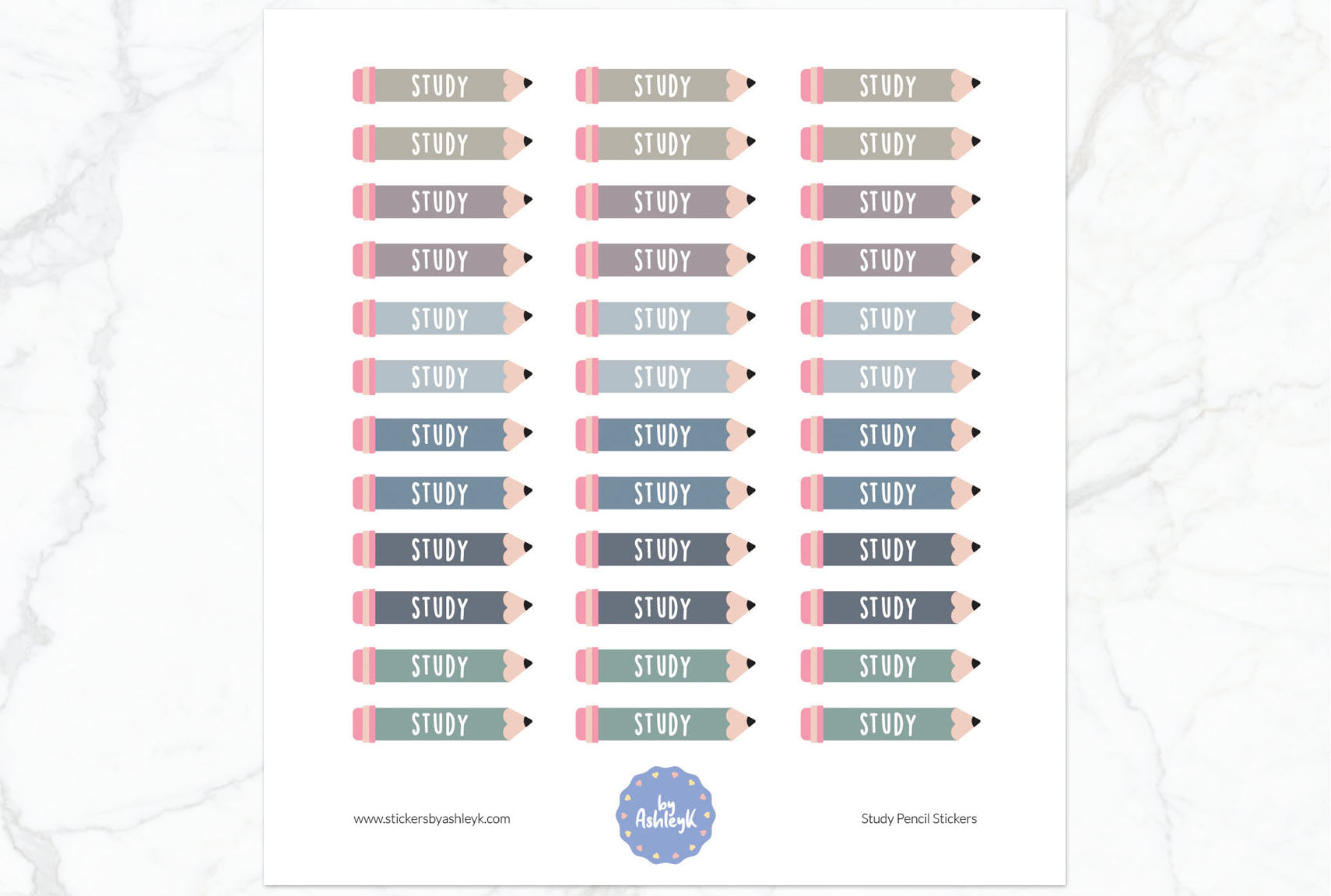 Study Pencil Planner Stickers - Modern Neutral
