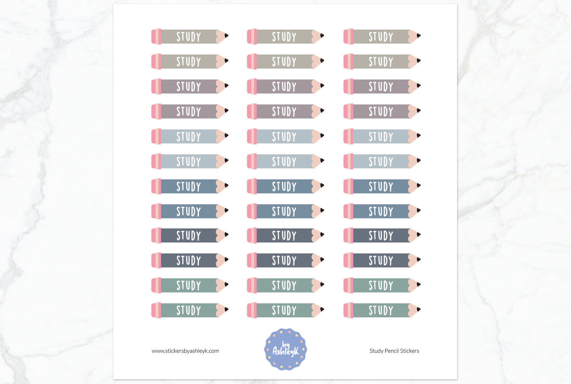 Study Pencil Planner Stickers - Modern Neutral