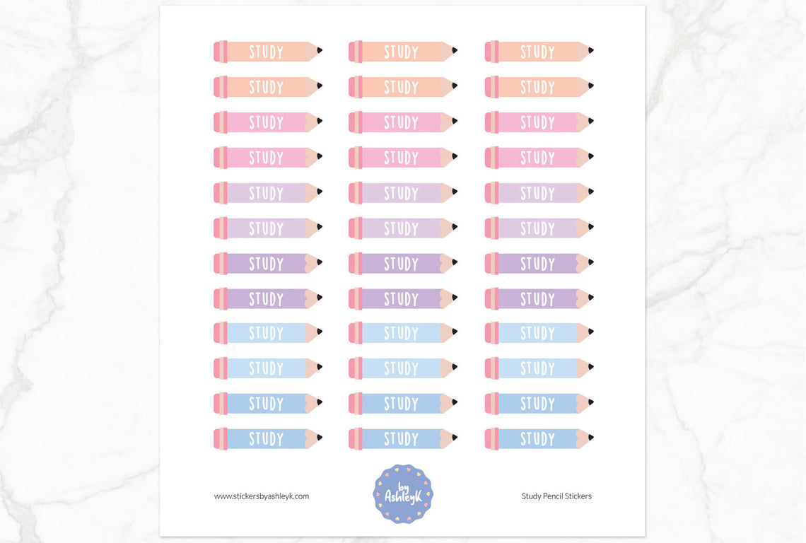 Study Pencil Planner Stickers - Pastel Sunset