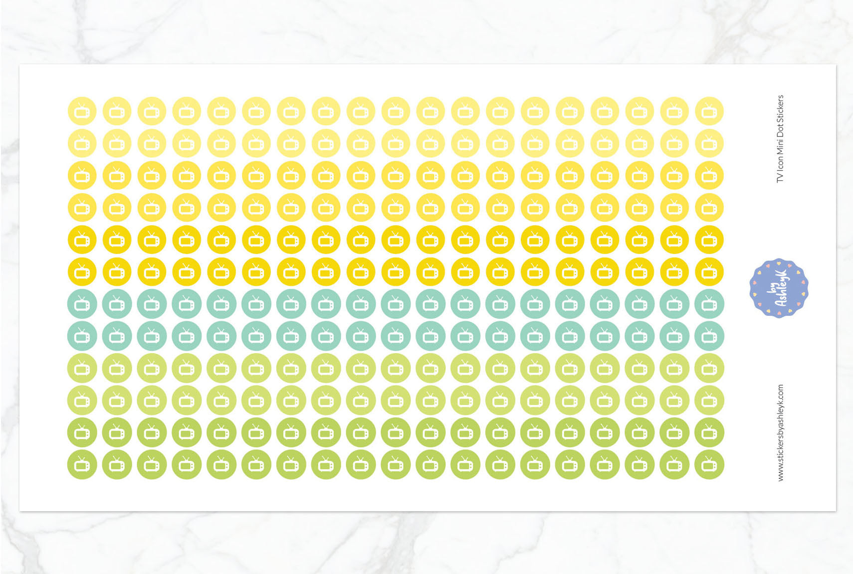TV Icon Mini Dot Planner Stickers - Lemon&Lime
