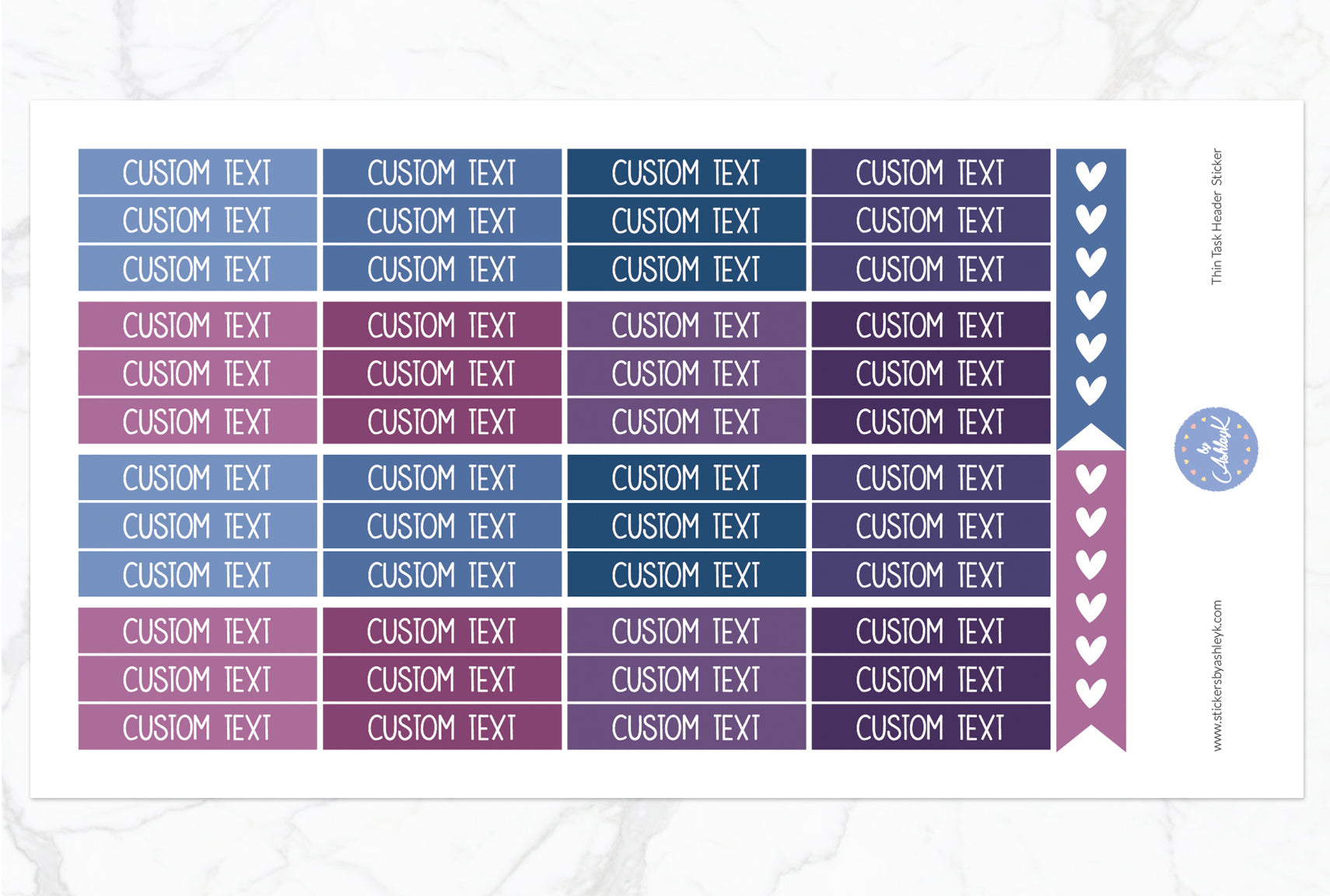 Thin Custom Header Stickers - Blueberry