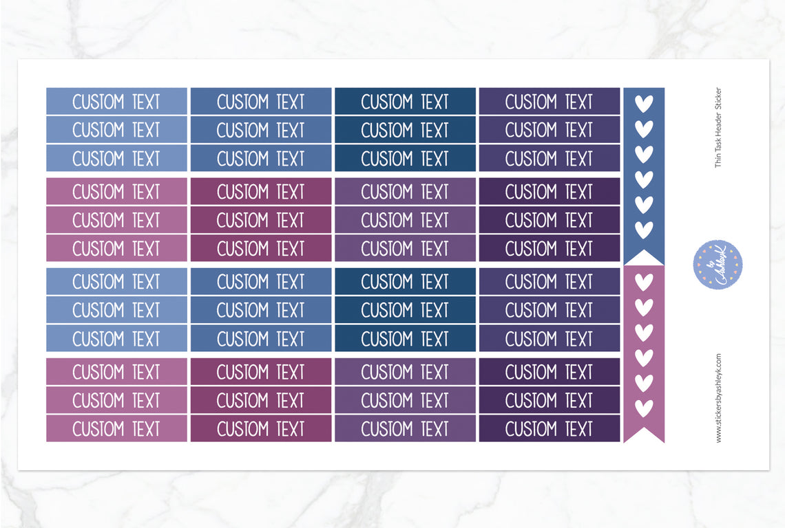 Thin Custom Header Stickers - Blueberry