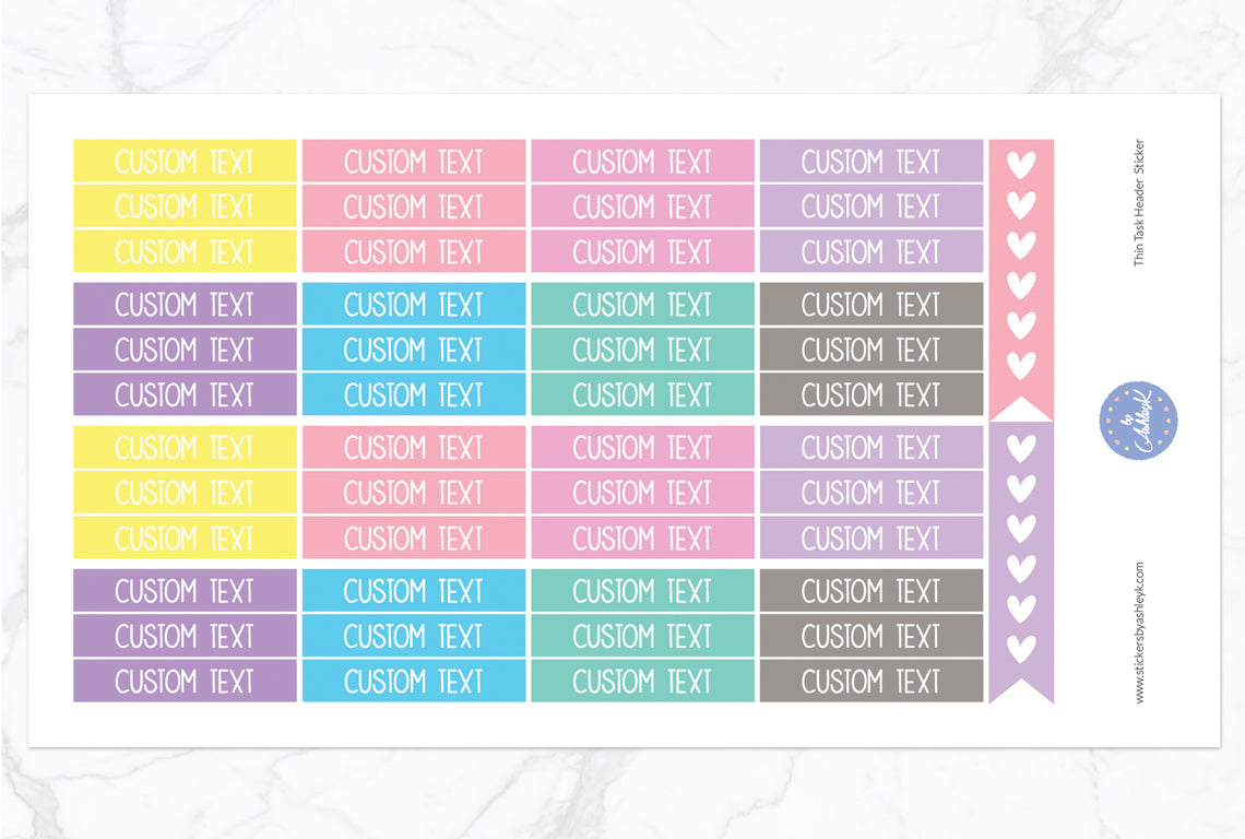 Thin Custom Header Stickers - Pastel