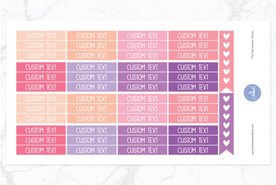 Thin Custom Header Stickers - Raspberry
