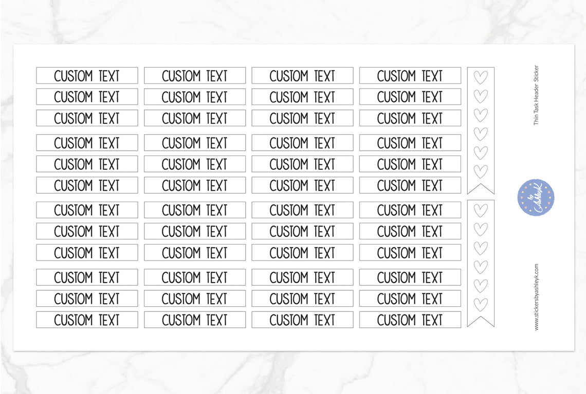 Thin Custom Header Stickers - White