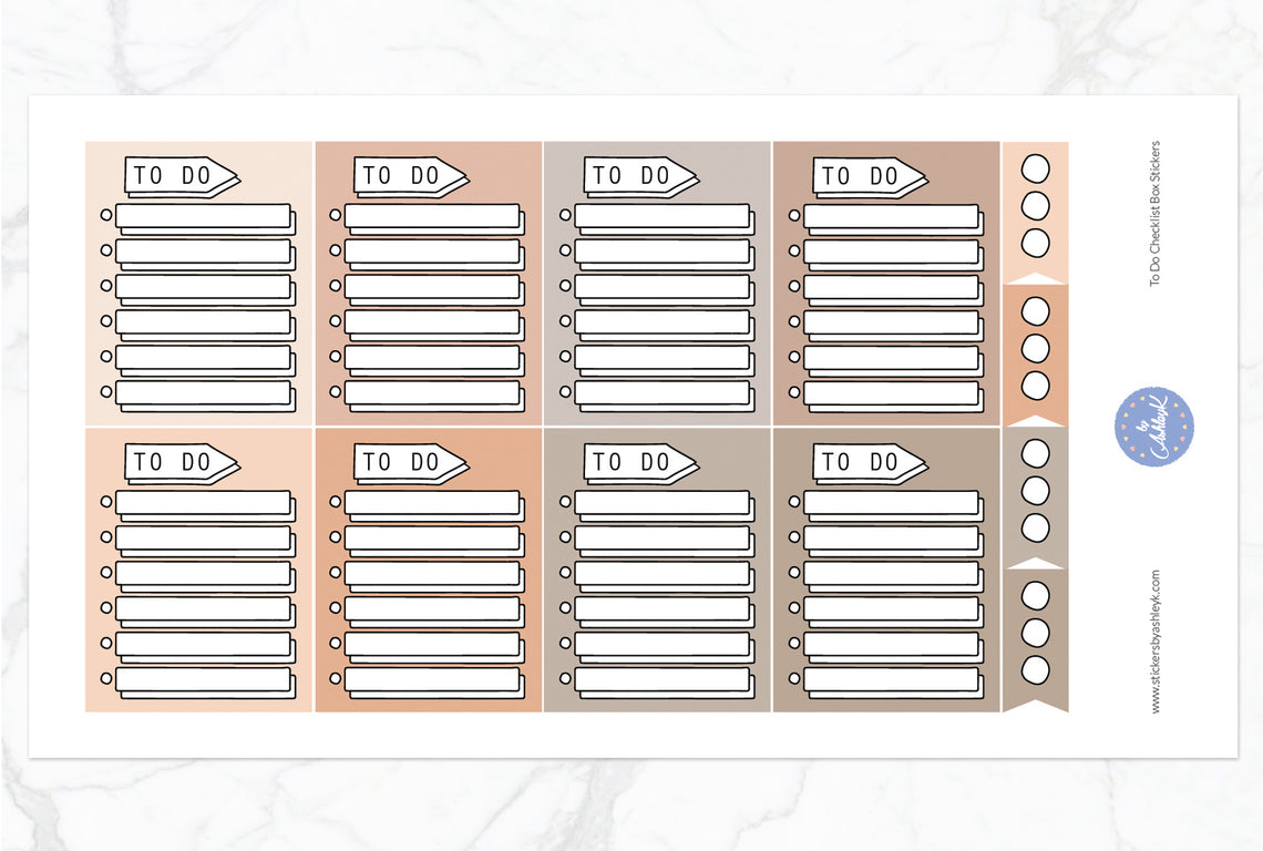 To Do Checklist Box Stickers - Beige Neutral
