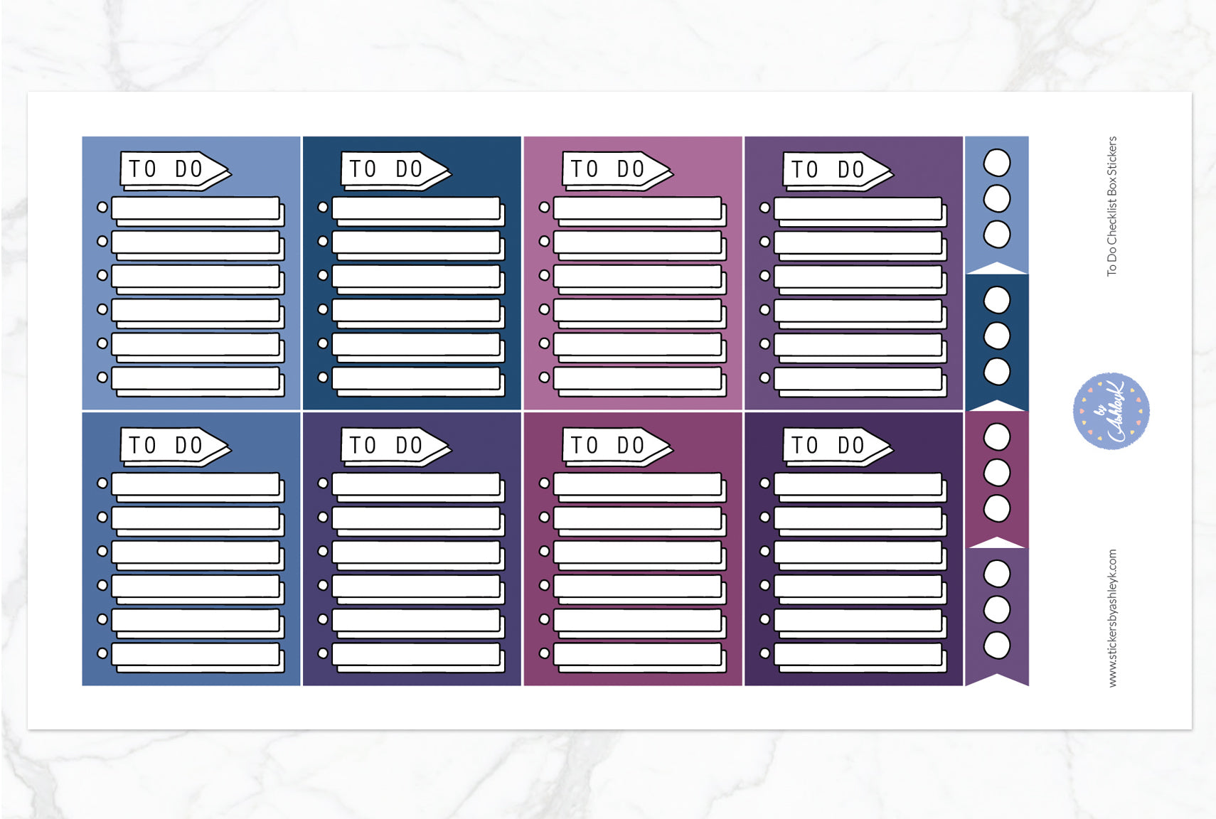 To Do Checklist Box Stickers - Blueberry
