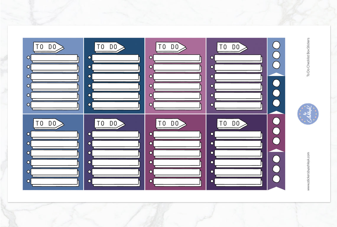 To Do Checklist Box Stickers - Blueberry