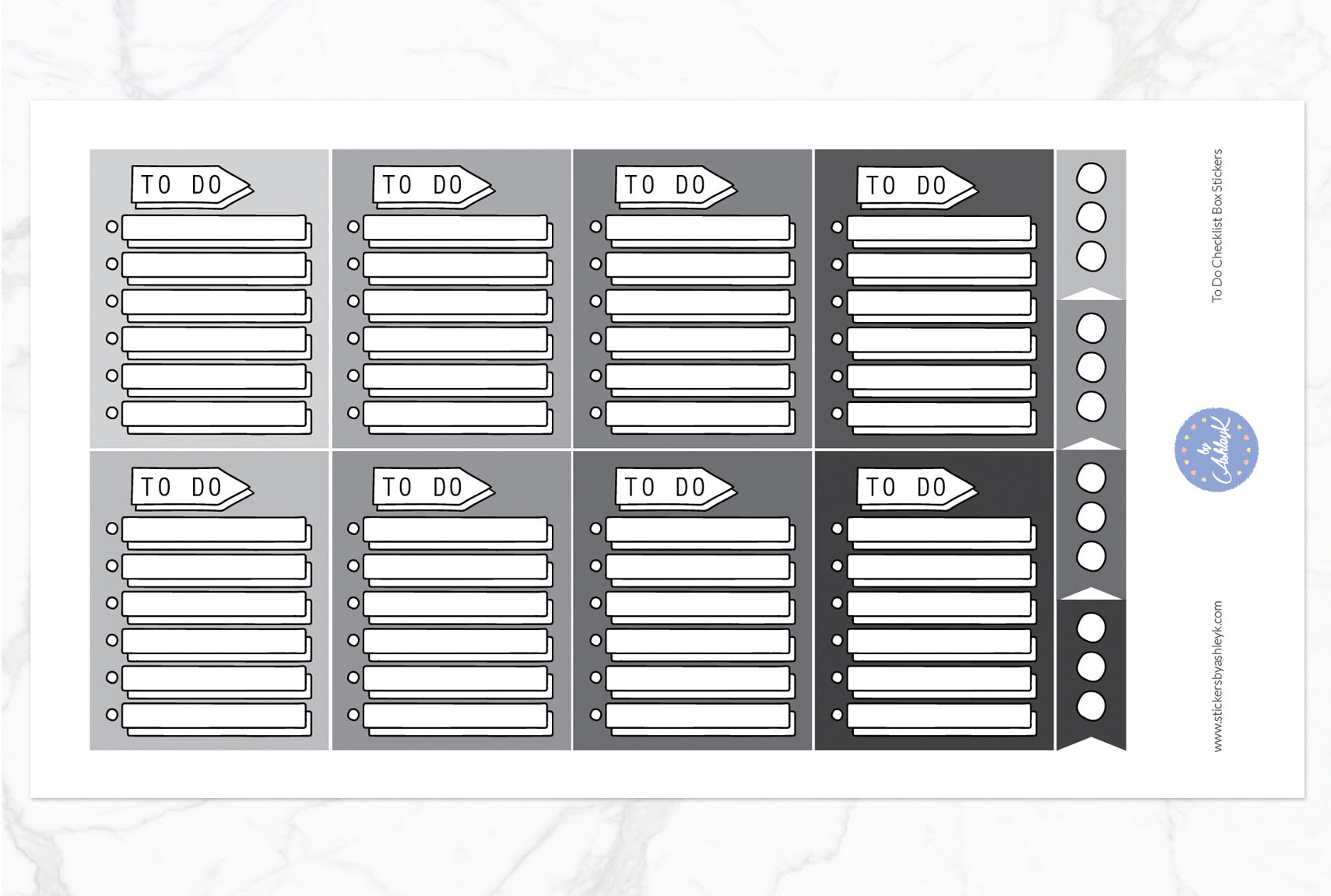 To Do Checklist Box Stickers - Monochrome