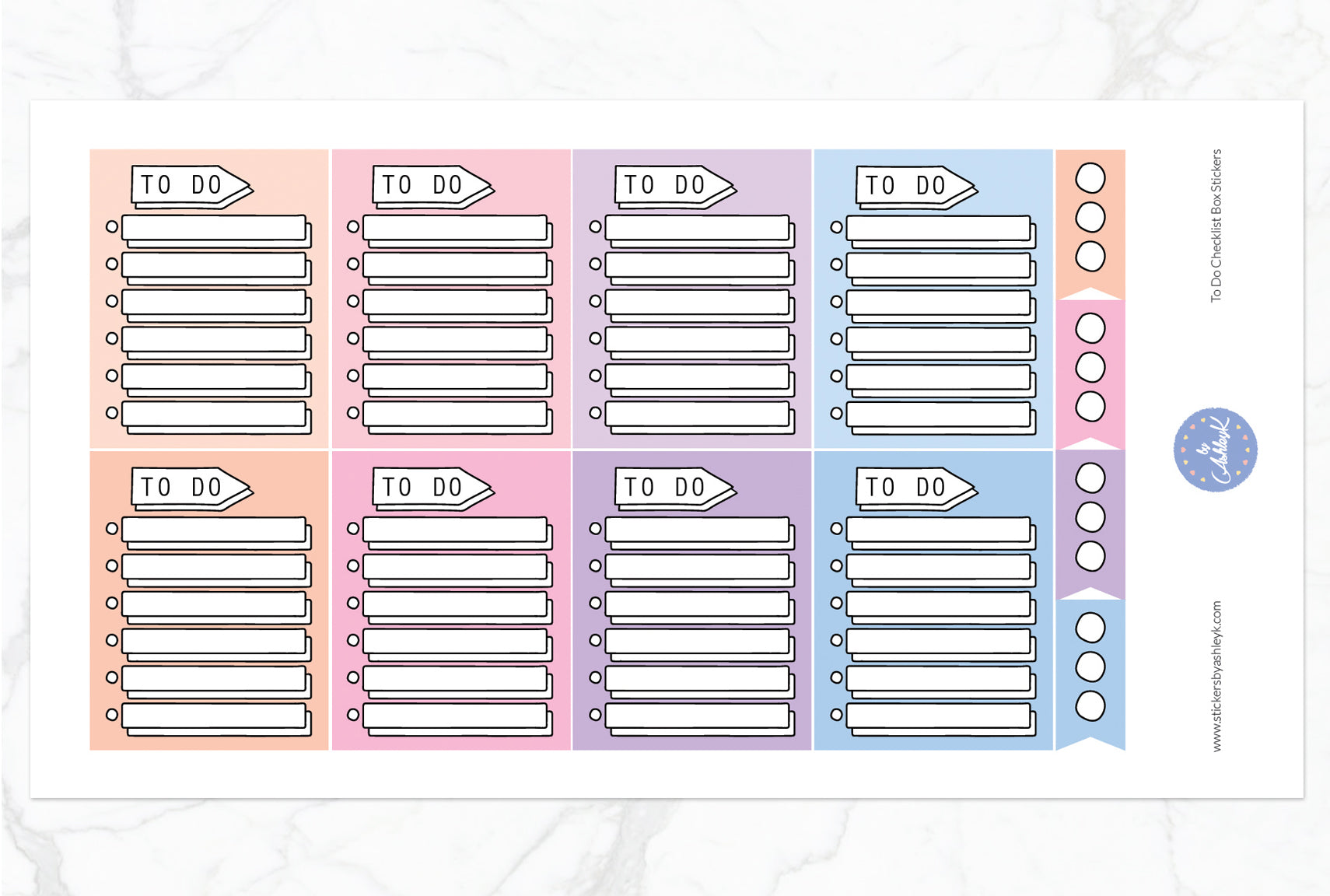 To Do Checklist Box Stickers - Pastel Sunset