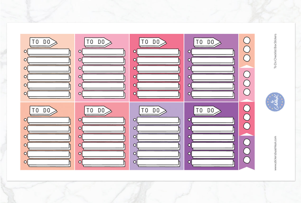To Do Checklist Box Stickers - Raspberry